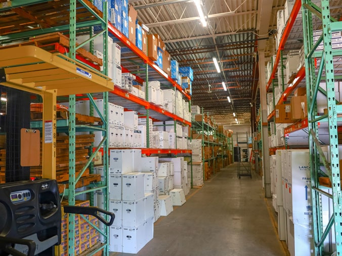 Hajoca Harrisburg warehouse shelves stocked with plumbing supplies